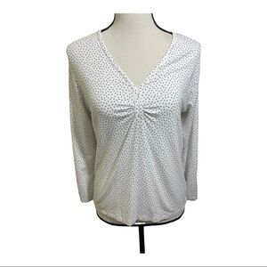 Pendleton womens top polk dots long sleeve white black Rayon size Small.…
